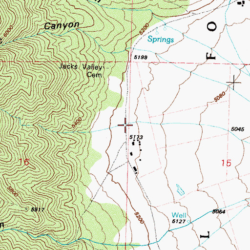Topographic Map of Jacks Valley Ranch, NV