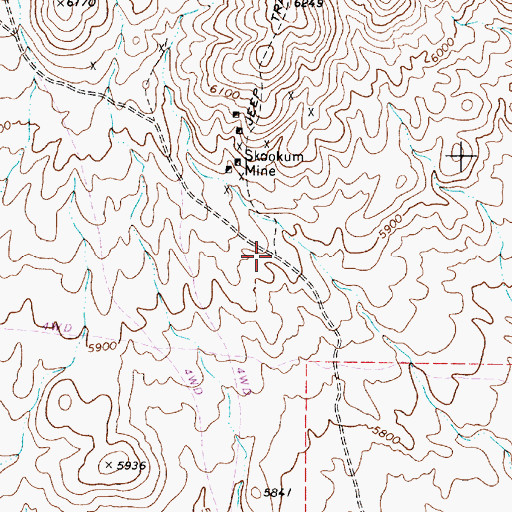 Topographic Map of Skookum (historical), NV