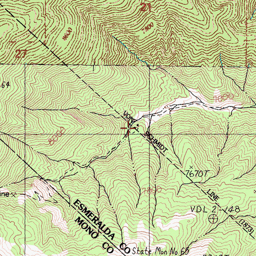 Topographic Map of Evergreen Mine, NV