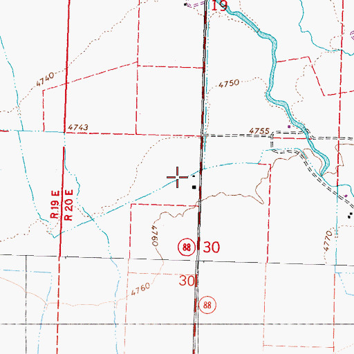 Topographic Map of Alpine Ranch, NV
