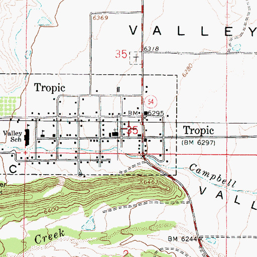 Topographic Map of Tropic Post Office, UT