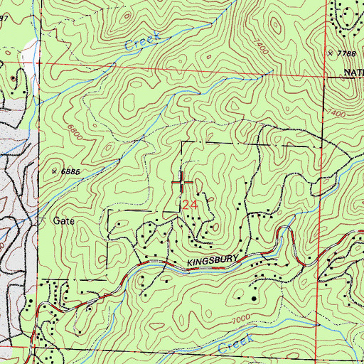 Topographic Map of Kingsbury, NV