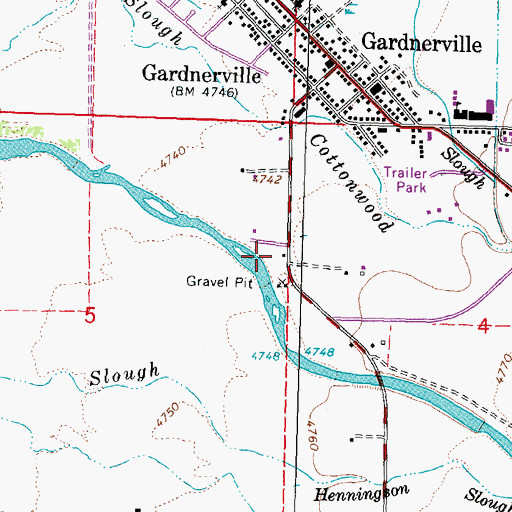 Topographic Map of Frey Ranch, NV