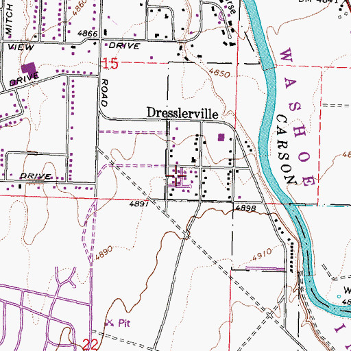 Topographic Map of Dresslerville Water Tank (historical), NV