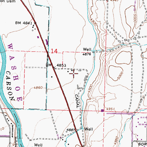 Topographic Map of Springmeyer Ranch, NV