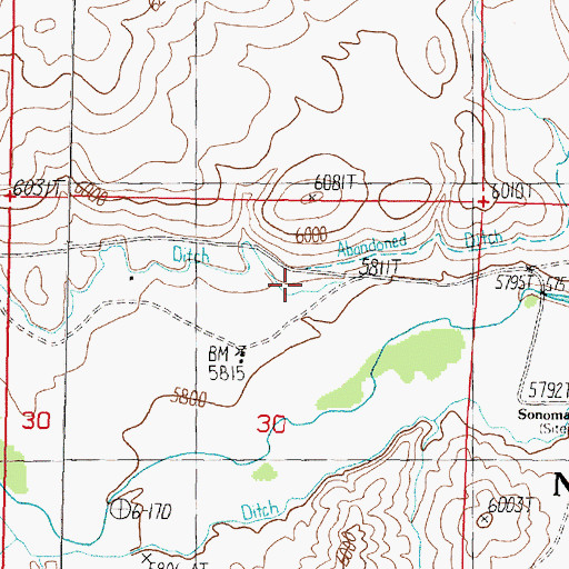 Topographic Map of Burkham Ranch, NV
