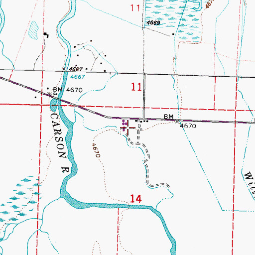 Topographic Map of Settlemeyer Ranch, NV