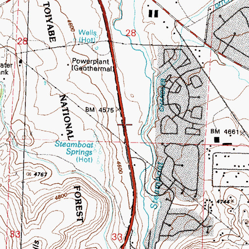 Topographic Map of Ponderosa Ranch, NV