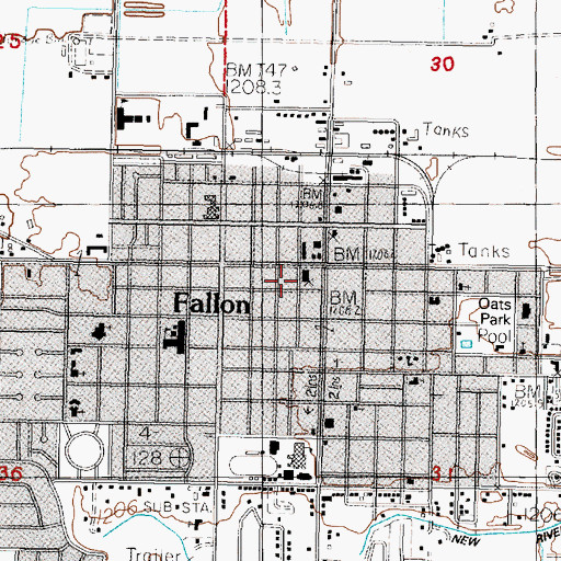 Topographic Map of Fallon City Hall, NV