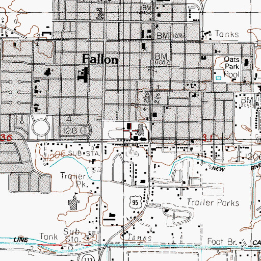 Topographic Map of Churchill County High School, NV