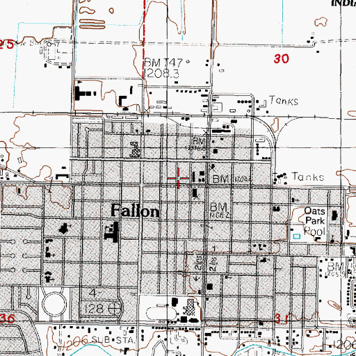 Topographic Map of Fallon / Churchill Volunteer Fire Department Station 1, NV