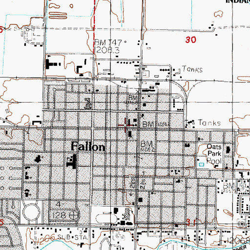 Topographic Map of Churchill County Courthouse, NV