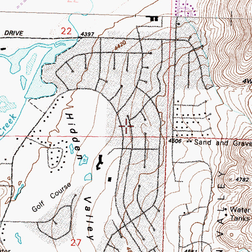 Topographic Map of Hidden Valley, NV