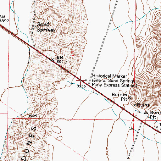 Topographic Map of Sand Springs (historical), NV
