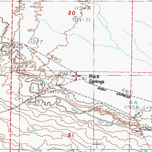 Topographic Map of Rock Springs, NV