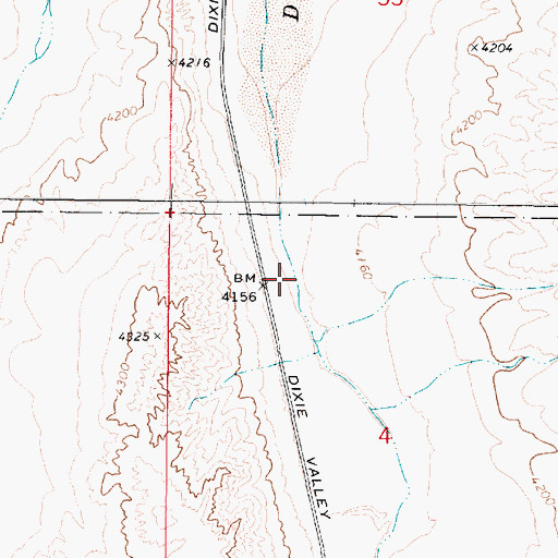 Topographic Map of Dixie Valley Reservoir Number One, NV