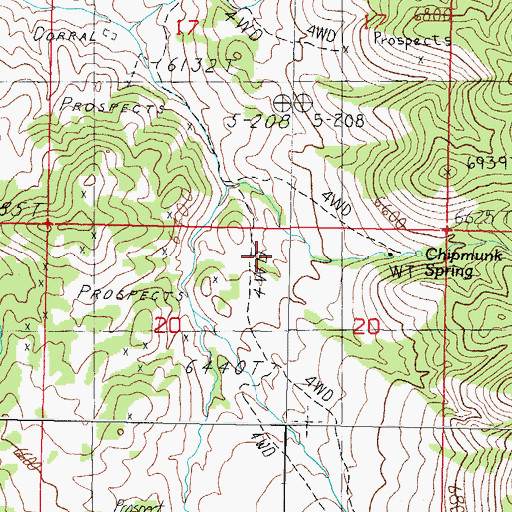 Topographic Map of Box Spring, NV