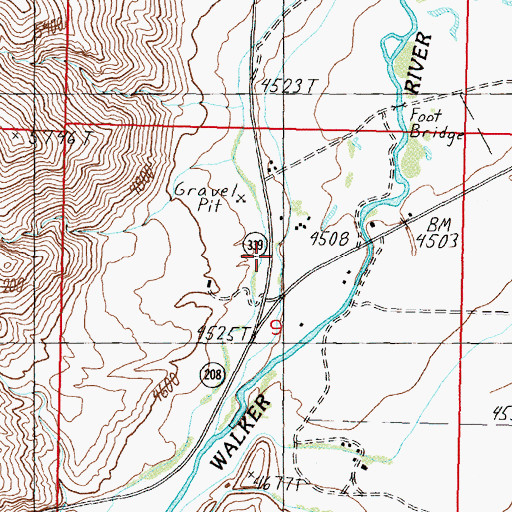 Topographic Map of Lee and Sanders Grist Mill (historical), NV