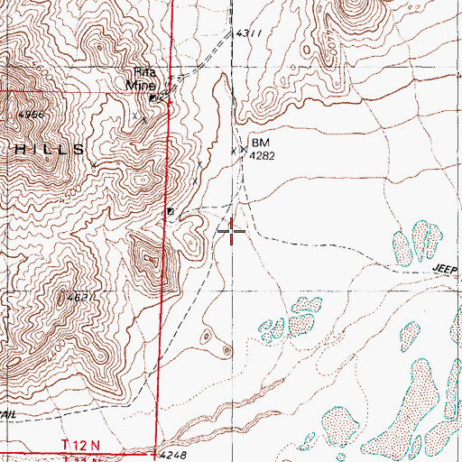 Topographic Map of Warrens Well (historical), NV