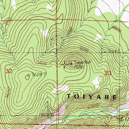 Topographic Map of Sugarloaf Mountain, NV