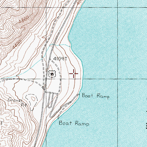 Topographic Map of Sportsmans Beach, NV