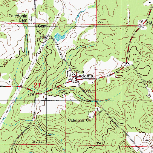 Topographic Map of Caledonia Post Office (historical), AR