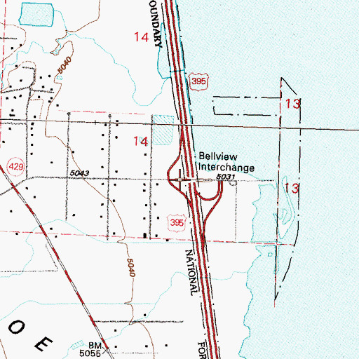 Topographic Map of Bellview Interchange, NV