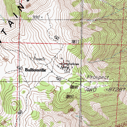 Topographic Map of Knox and Nixon Shaft, NV