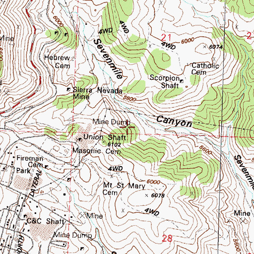 Topographic Map of Lands Mill (historical), NV