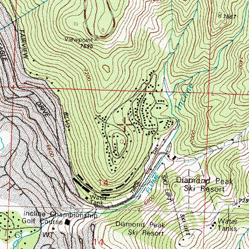 Topographic Map of Tyrolian Village, NV