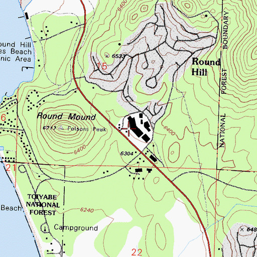 Topographic Map of Round Hill Village Shopping Center, NV