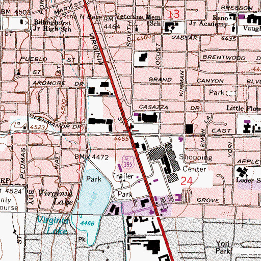 Topographic Map of Shoppers Square, NV