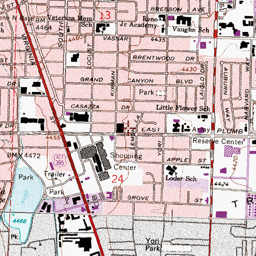 Topographic Map of Plumb Lane Plaza, NV