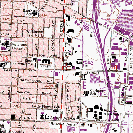 Topographic Map of Town and Country Shopping Center, NV