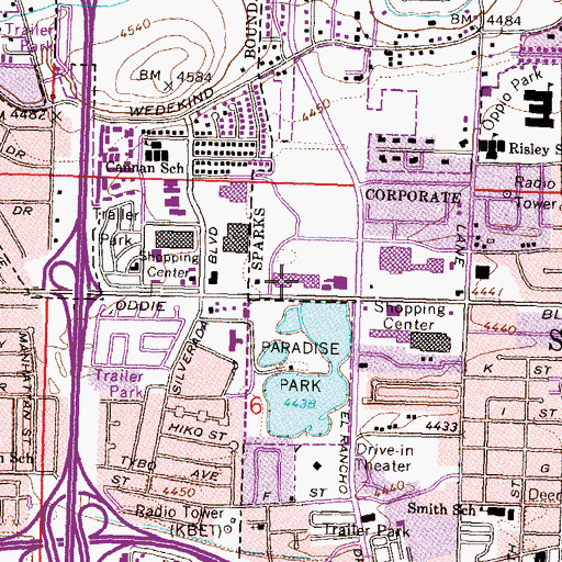 Topographic Map of Silverada Mall, NV
