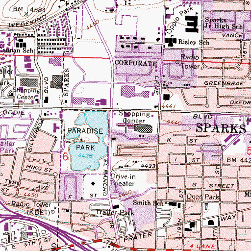 Topographic Map of K-Mart Plaza, NV