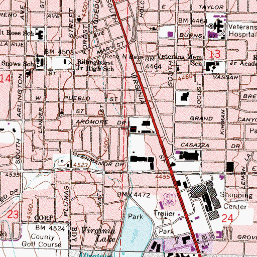Topographic Map of South Virginia Plaza, NV