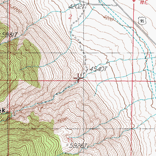 Topographic Map of House Creek Canyon, NV