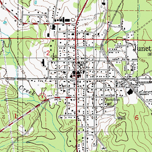 Topographic Map of Junction City Post Office, AR