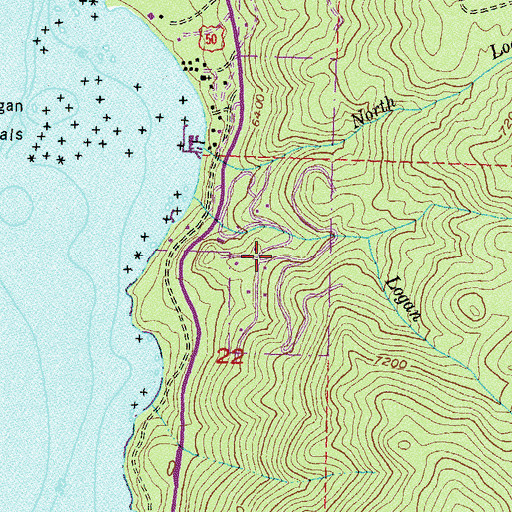 Topographic Map of Logan Creek Estates, NV