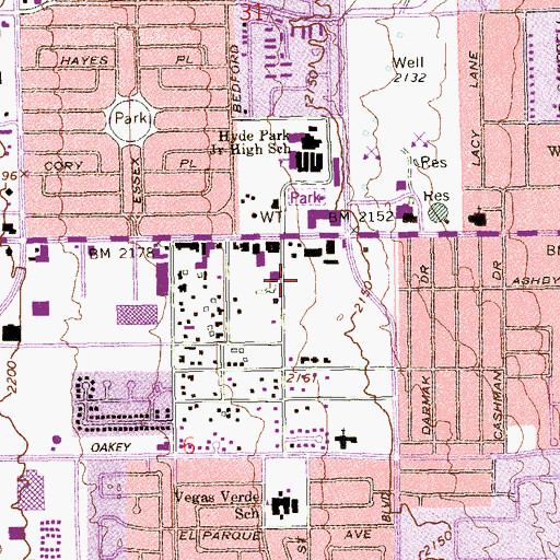 Topographic Map of Sunset High School, NV