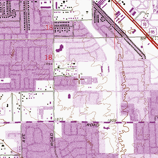 Topographic Map of Chaparral High School, NV