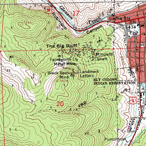 Topographic Map of Landmark Letters, NV