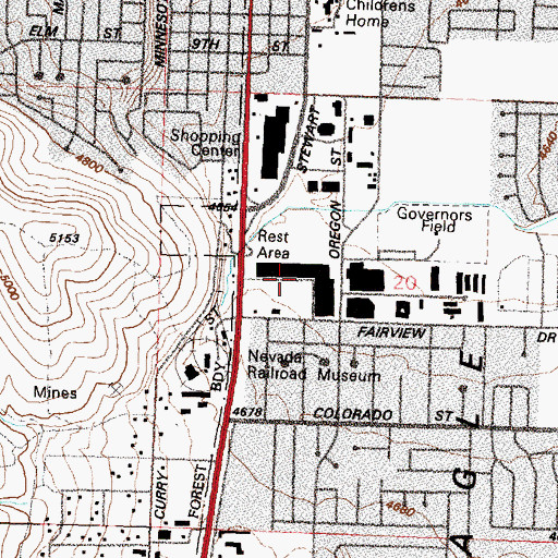 Topographic Map of Silver City Mall, NV