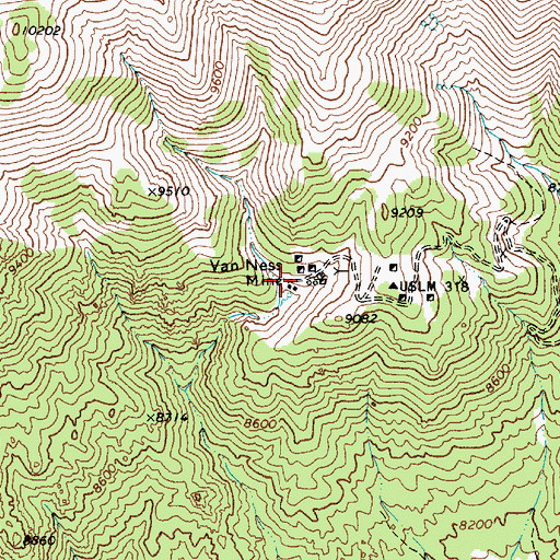Topographic Map of Van Ness (historical), NV