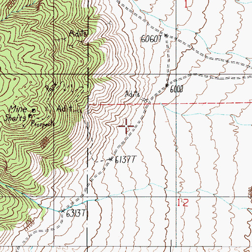 Topographic Map of Pueblo (historical), NV