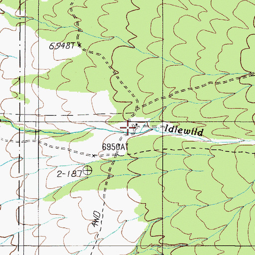 Topographic Map of Idlewild (historical), NV