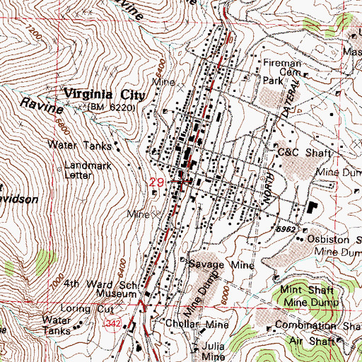 Topographic Map of Virginia City Middle School, NV
