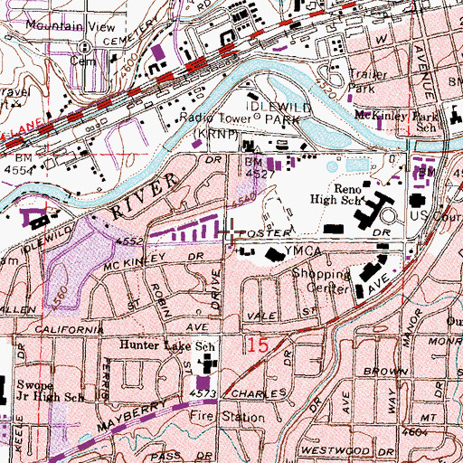 Topographic Map of Glenn Hare Center, NV