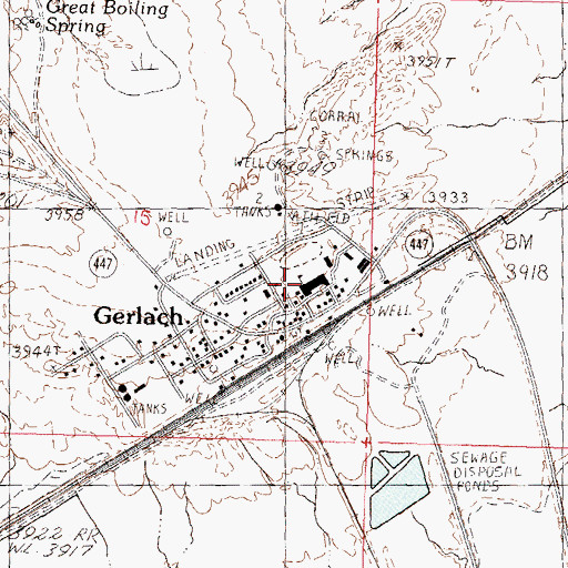 Topographic Map of Gerlach High School, NV